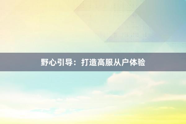 野心引导：打造高服从户体验